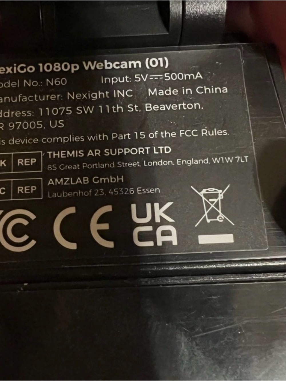 Nexigo N60 1080P USB Webcam in Black with Stand - Picture 7 of 9